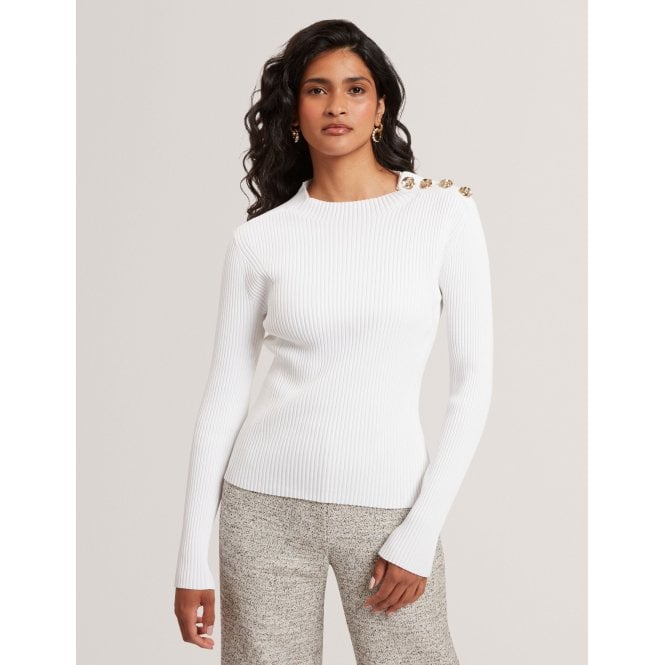 Ted Baker Bleana Rose Button Long Sleeve Knit Top