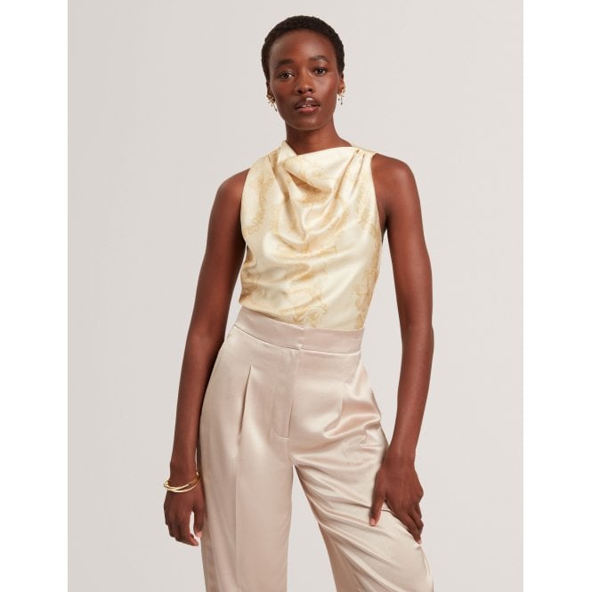 Ted Baker Cobla Lace Print Drape Neck Sleeveless Top