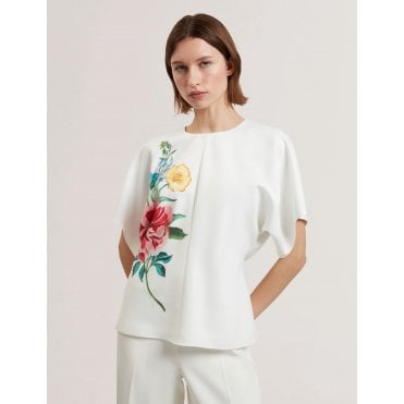 Floral Graphic Short Sleeve Hourglass Top