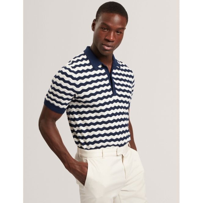 Ted Baker Froobie Wavy Stripe Merino Wool Blend Polo