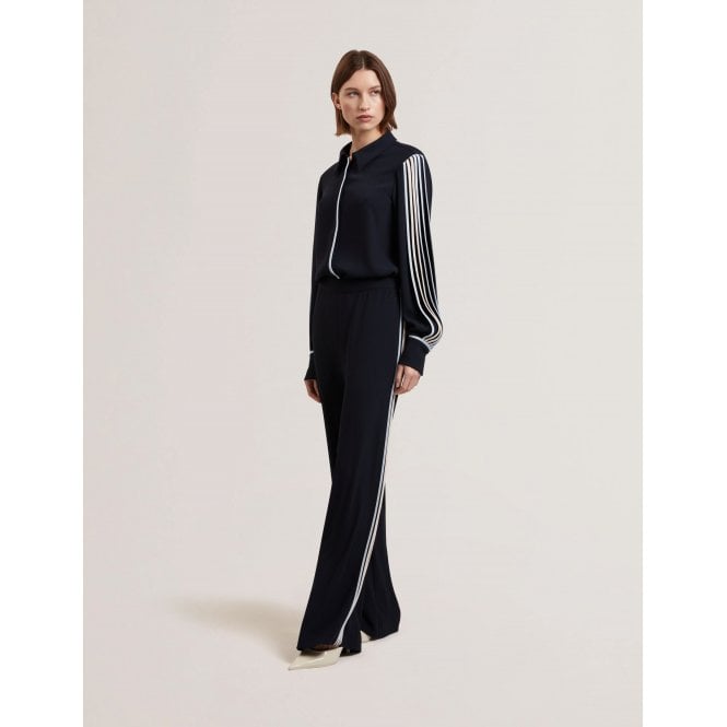 Ted Baker Gorjja Piping Detail Wide Leg Crepe Trousers