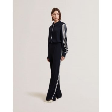 Gorjja Piping Detail Wide Leg Crepe Trousers