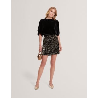 Pearsom Sequined Velvet High Waist Mini Skirt