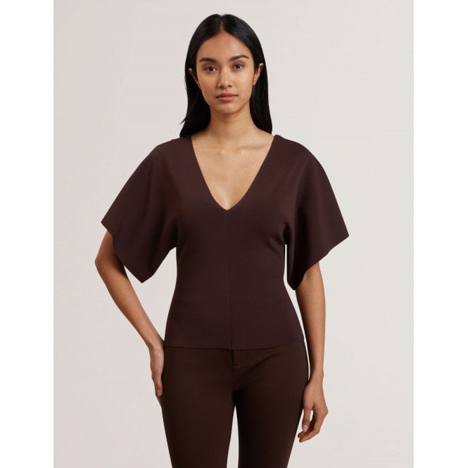Ted Baker Reginah Wide Short Sleeve V-Neck Knitted Top