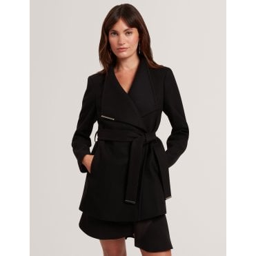 Rosess Short Belted Wool Wrap Coat