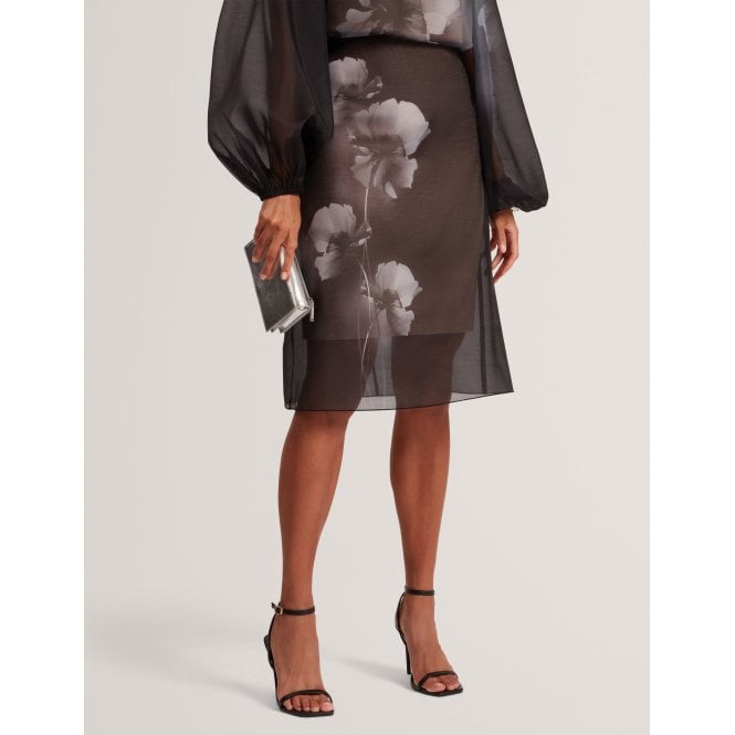 Ted Baker Vieva Floral Graphic Organza Knee Length Skirt