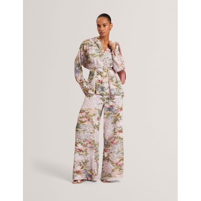 Ted Baker Wiini Lilypad Print Tie Detail Long Sleeve Blouse
