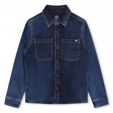 Buttoned denim shirt jacket