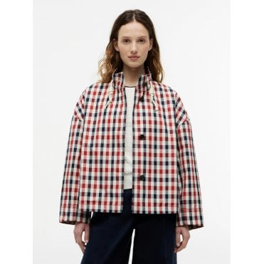 Check Relaxed Short Parka