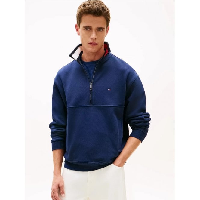 Tommy Hilfiger Colour Blocked Collar Terry Quarter Zip Jumper