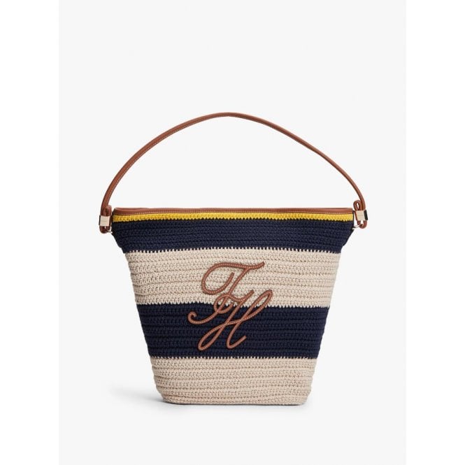 Tommy Hilfiger Nautical Logo Appliqué Woven Bucket Bag