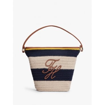 Nautical Logo Appliqué Woven Bucket Bag