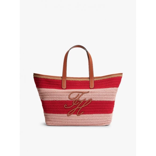 Tommy Hilfiger Nautical Stripe Logo Appliqué Woven Tote