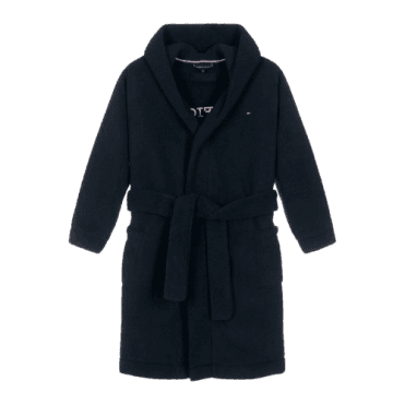 Navy Blue Cotton Towelling Bathrobe