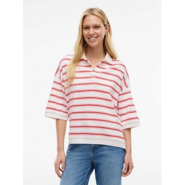 Oversized Fit Stripe Polo Shirt