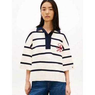 Premium Knit Gold-Tone Button Polo Jumper