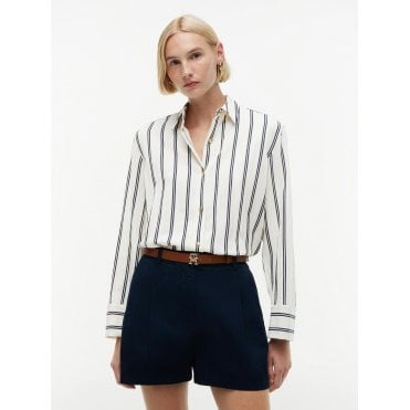 Relaxed Fit Gold-Tone Button Stripe Shirt