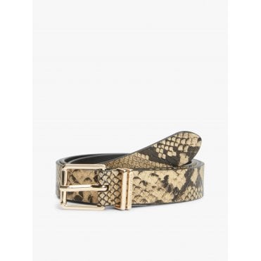 Snake Print Leather Belt