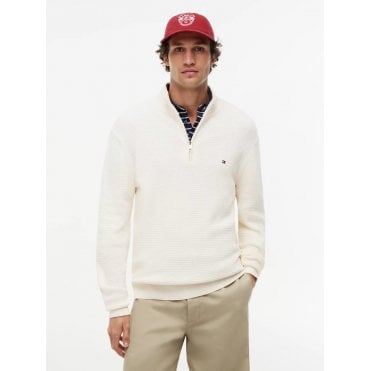 Textured Quarter Zip Mock Neck Jumper