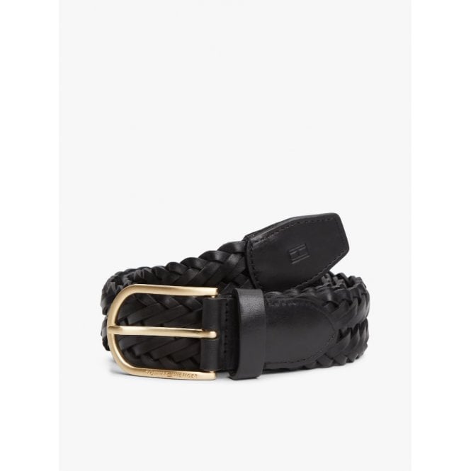 Tommy Hilfiger TH Archive Rounded Buckle Woven Leather Belt