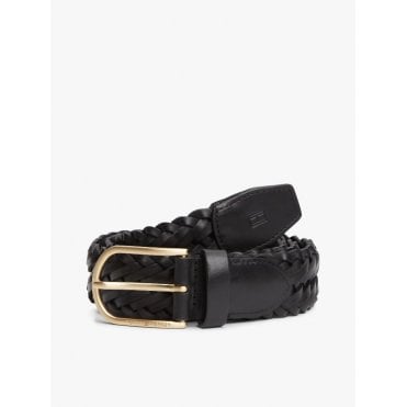 TH Archive Rounded Buckle Woven Leather Belt