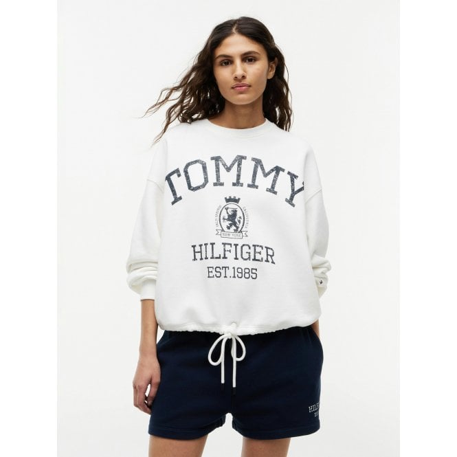 Tommy Hilfiger Varsity Crest Logo Drawstring Hem Relaxed Sweatshirt