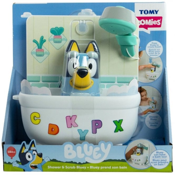 Tomy Toomies Bath Toy Shower and Scrub Bluey