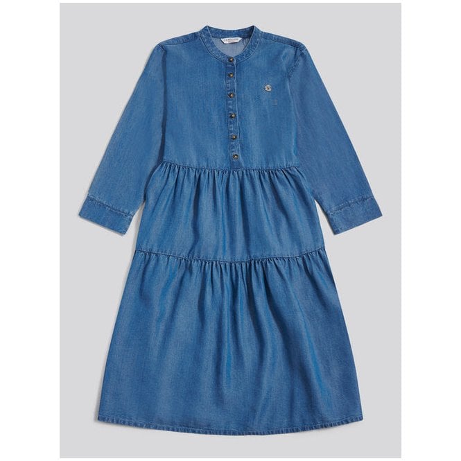 U.S. Polo ASSN. Chambray Mini Tiered Smock Dress