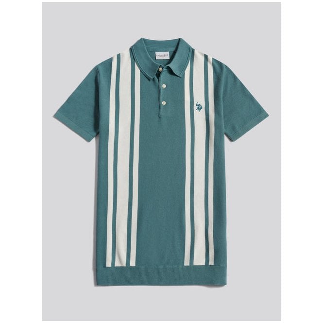 U.S. Polo ASSN. Tonal Vertical Stripe Knit SS Polo
