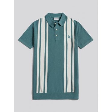 Tonal Vertical Stripe Knit SS Polo