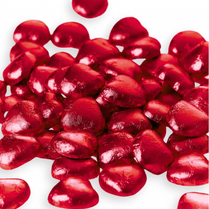 Van Roy Red Foiled Milk Ganache Hearts