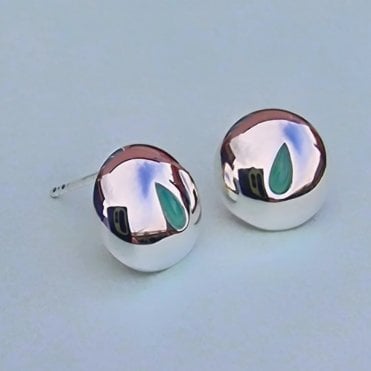 GREEN CHALCEDONY TEAR DROP STUD GUATEMALA