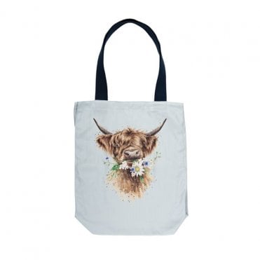 'Daisy Coo' Highland Cow Canvas Tote Bag