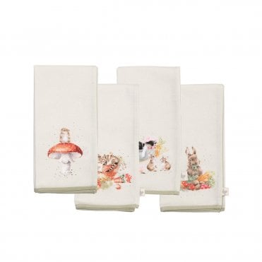 'Garden Friends' Animal Fabric Napkins - Set of 4