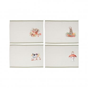 'Garden Friends' Animal Fabric Placemats - Set of 4