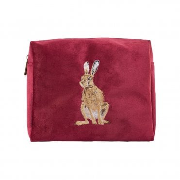 'Golden Hour' Hare Embroidered Cosmetic Bag