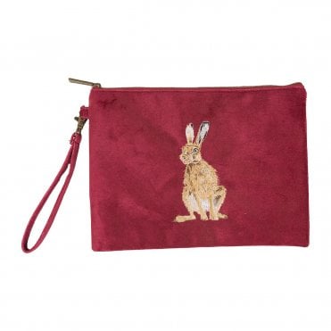 'Golden Hour' Hare Embroidered Pouch