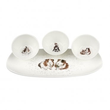 'Lettuce Be Friends' Guinea Pig 3 Dishes and Tray Set