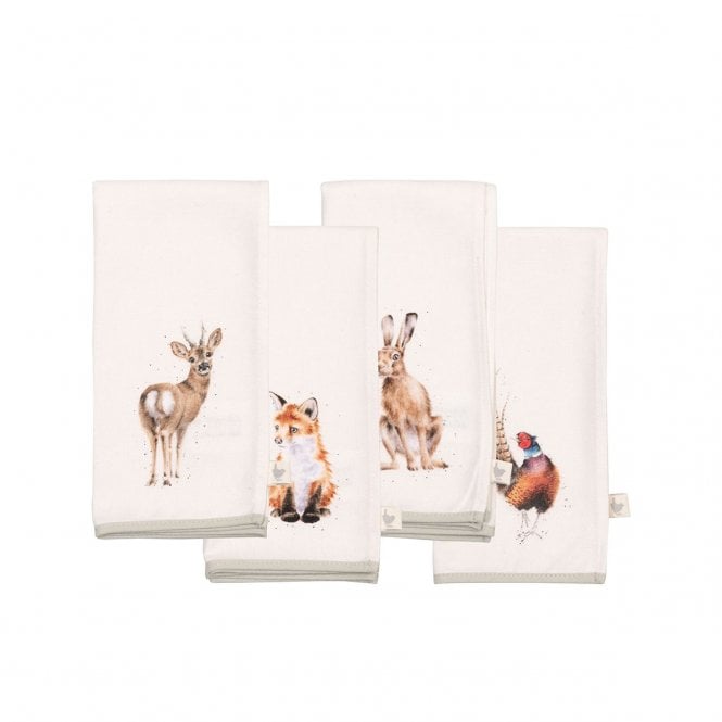 Wrendale Designs 'Woodlanders' Woodland Animal Fabric Napkins - Set of 4