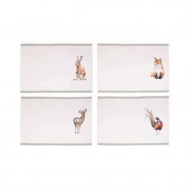 'Woodlanders' Woodland Animal Fabric Placemats - Set of 4