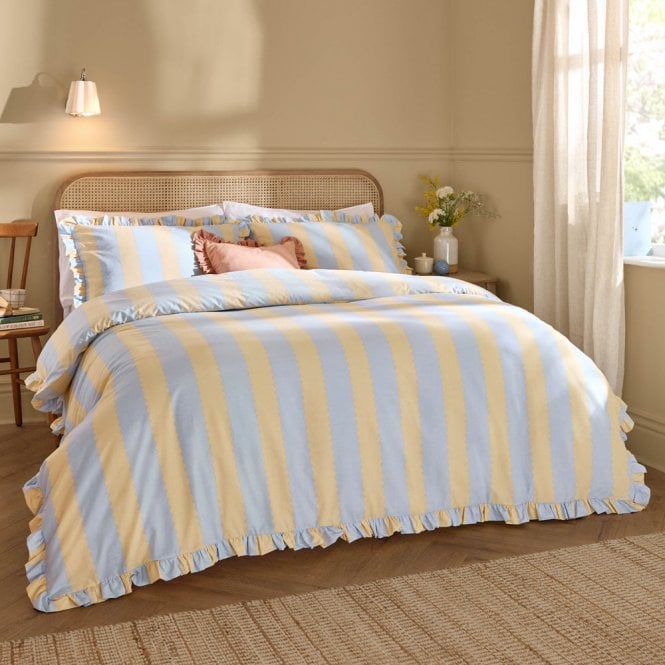 Wylder Birdie Stripe Ruffle Duvet Cover Set