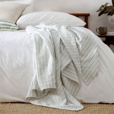 Waffle Textured 100% Cotton Bedspread