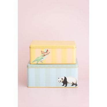 Panda/Parakeet Rectangular Tins (Set of 2)